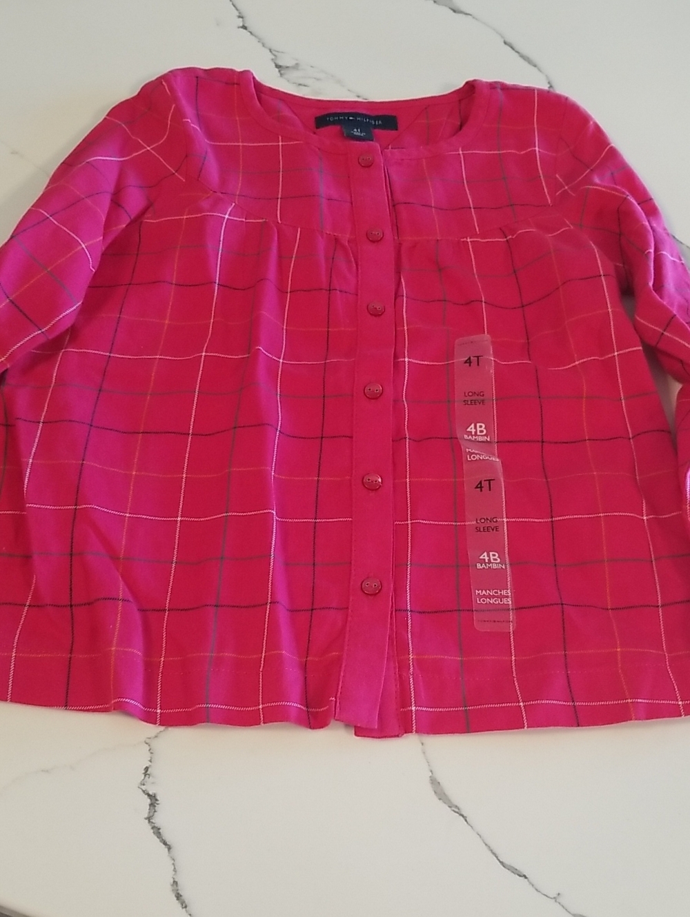 Calvin Klein Hot Pink Plaid Button Front Top Size 4T